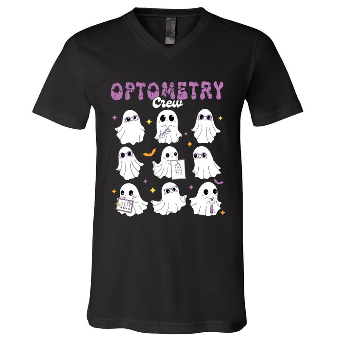 Spooky Ghost Optometry Crew Halloween Ophthalmic Optician V-Neck T-Shirt