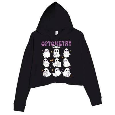 Spooky Ghost Optometry Crew Halloween Ophthalmic Optician Crop Fleece Hoodie