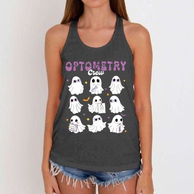 Spooky Ghost Optometry Crew Halloween Ophthalmic Optician Women's Knotted Racerback Tank