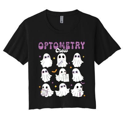 Spooky Ghost Optometry Crew Halloween Ophthalmic Optician Women's Crop Top Tee