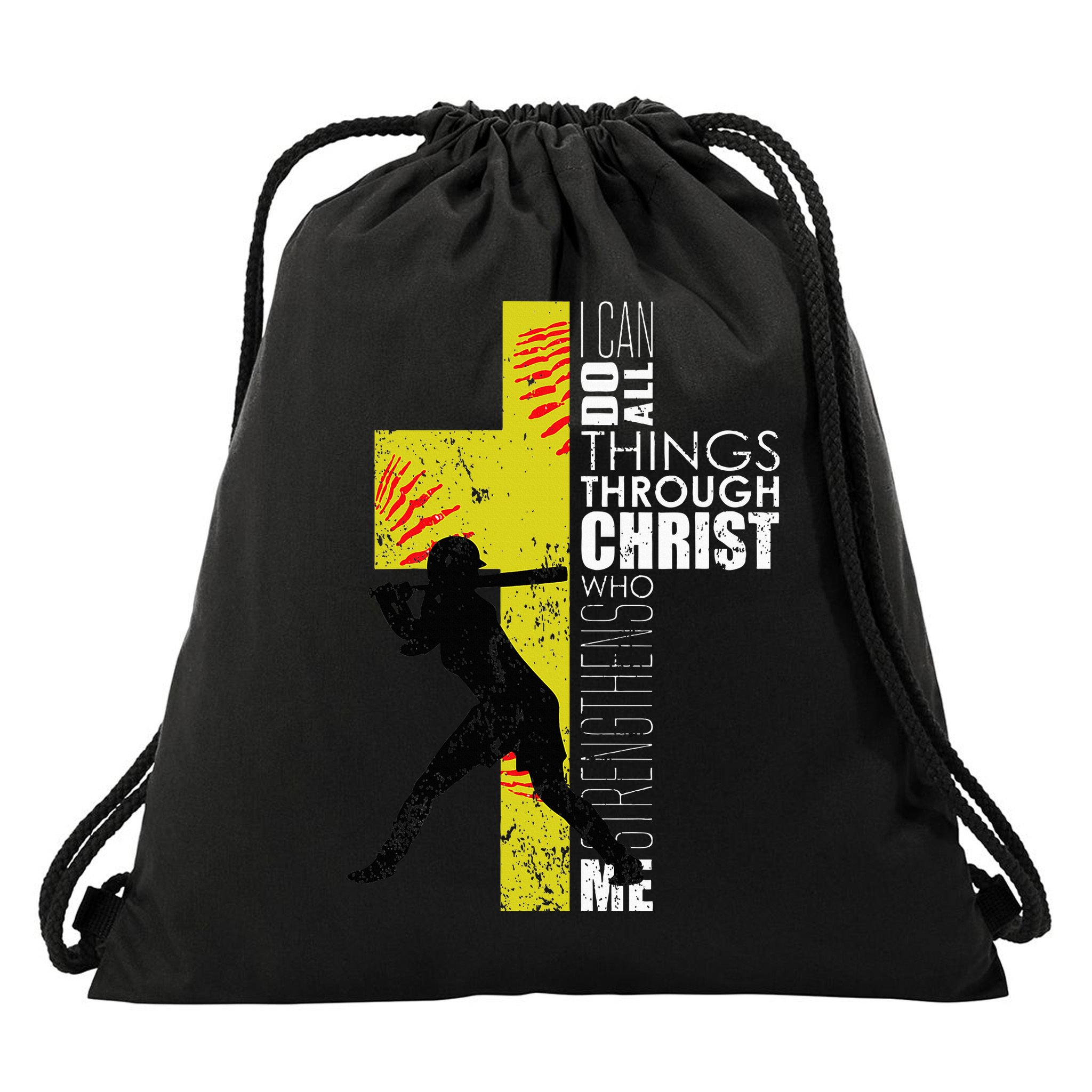 Softball Gifts Players N Christian Religious Drawstring Bag