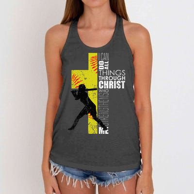 Softball Gifts Players N Christian Religious Women's Knotted Racerback Tank