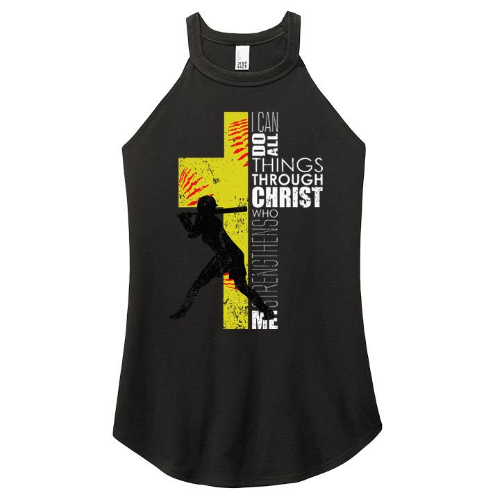 Softball Gifts Players N Christian Religious Women's Perfect Tri Rocker Tank
