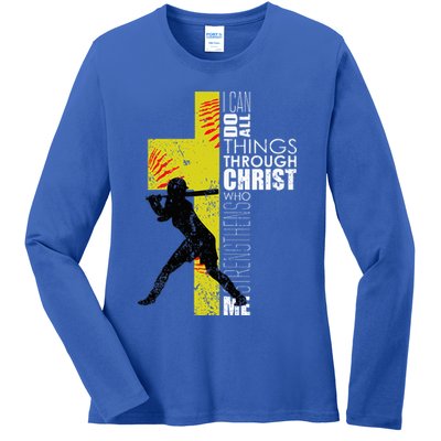 Softball Gifts Players N Christian Religious Ladies Long Sleeve Shirt
