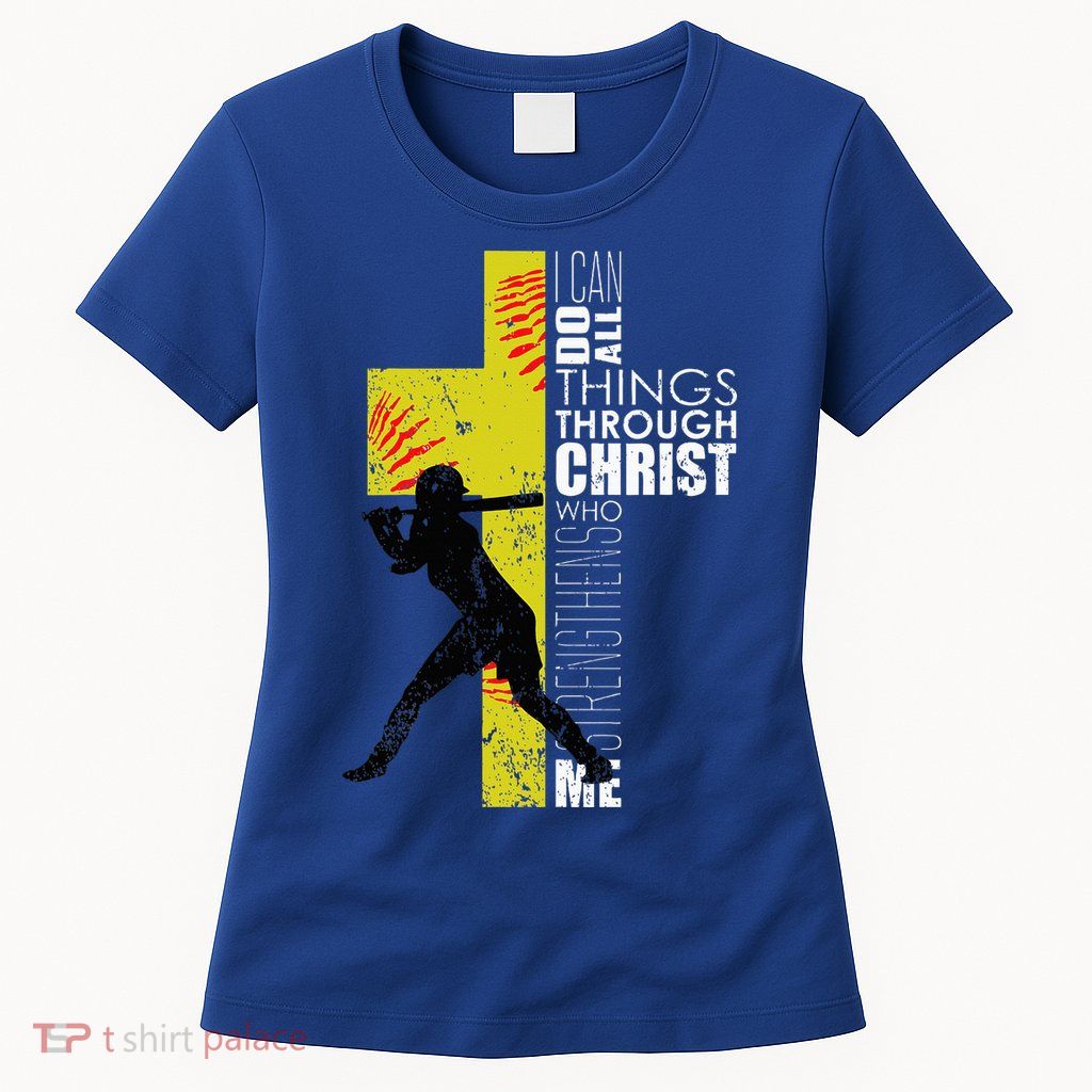 Softball Gifts Players N Christian Religious Womens T-Shirt