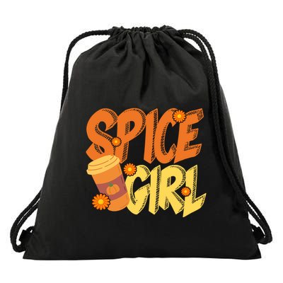 Spice Girl Pumpkin Coffee Lover Fall Drawstring Bag
