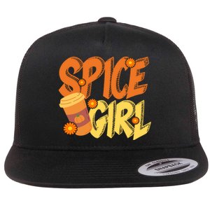 Spice Girl Pumpkin Coffee Lover Fall Flat Bill Trucker Hat