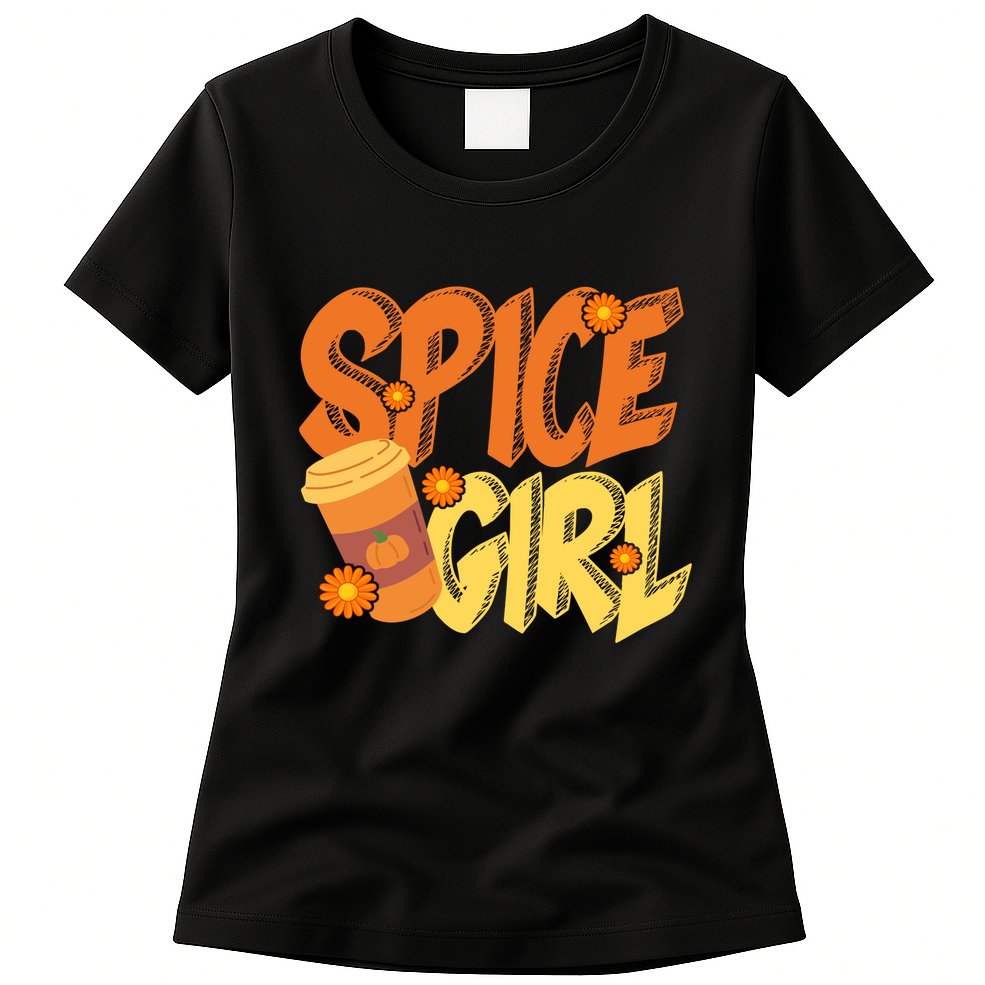 Spice Girl Pumpkin Coffee Lover Fall Womens T-Shirt