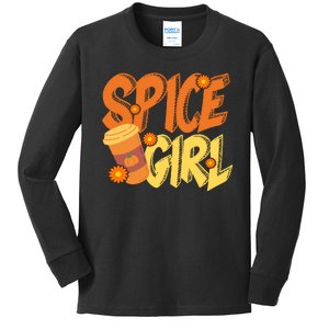 Spice Girl Pumpkin Coffee Lover Fall Kids Long Sleeve Shirt