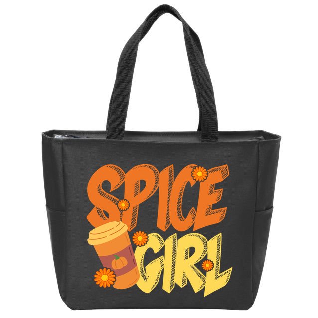 Spice Girl Pumpkin Coffee Lover Fall Zip Tote Bag