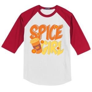 Spice Girl Pumpkin Coffee Lover Fall Kids Colorblock Raglan Jersey