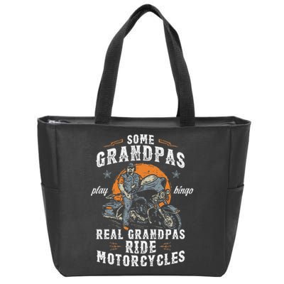 Some Grandpas Play Bingo Real Grandpas Ride Motorcycles Zip Tote Bag