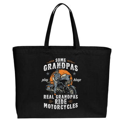 Some Grandpas Play Bingo Real Grandpas Ride Motorcycles Cotton Canvas Jumbo Tote