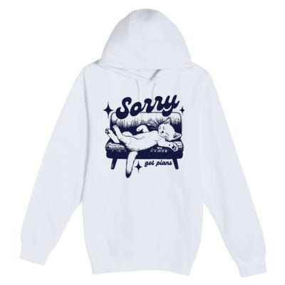 Sorry Got Plans Retro Graphic Premium Pullover Hoodie