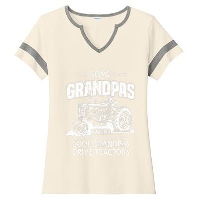 Some Grandpas Play Bingo Cool Grandpas Drive Tractors Farmer Ladies Halftime Notch Neck Tee