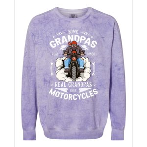 Some Grandpas Play Bingo Real Grandpas Ride Motorcycles Meaningful Gift Colorblast Crewneck Sweatshirt