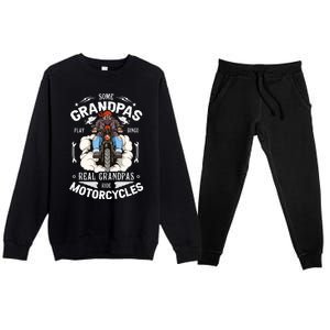 Some Grandpas Play Bingo Real Grandpas Ride Motorcycles Meaningful Gift Premium Crewneck Sweatsuit Set