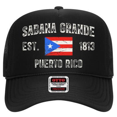 Sabana Grande Puerto Rico Est 1813 High Crown Mesh Back Trucker Hat