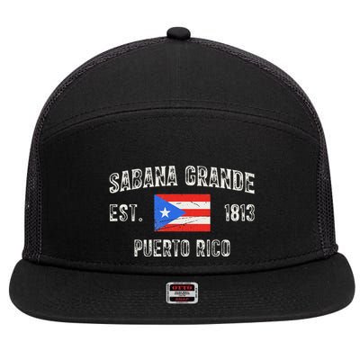 Sabana Grande Puerto Rico Est 1813 Puerto Rico 7 Panel Mesh Trucker Snapback Hat