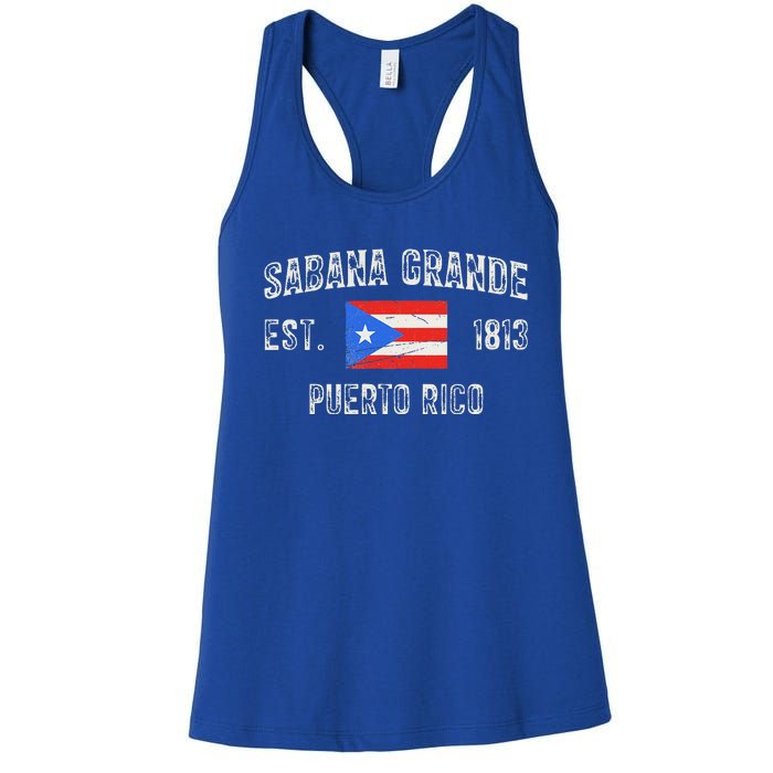 Sabana Grande Puerto Rico Est 1813 Puerto Rico Women's Racerback Tank