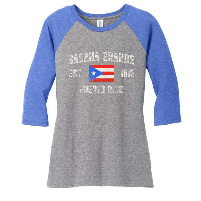 Sabana Grande Puerto Rico Est 1813 Puerto Rico Women's Tri-Blend 3/4-Sleeve Raglan Shirt