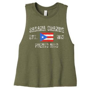 Sabana Grande Puerto Rico Est 1813 Puerto Rico Women's Racerback Cropped Tank