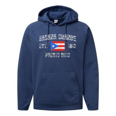 Sabana Grande Puerto Rico Est 1813 Puerto Rico Performance Fleece Hoodie