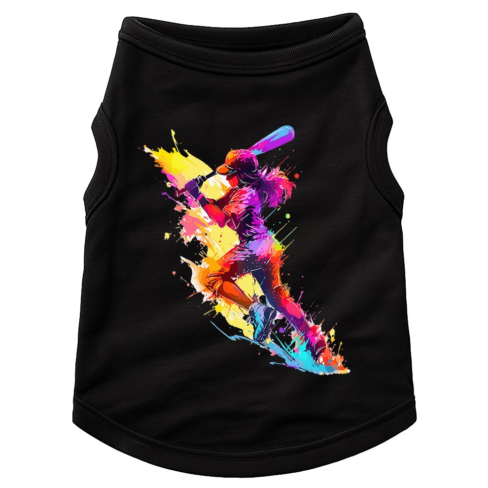 Softball girl paint splash Baseball woman Doggie Tank