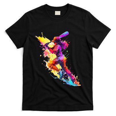 Softball girl paint splash Baseball woman T-Shirt