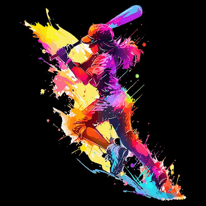 Softball girl paint splash Baseball woman T-Shirt