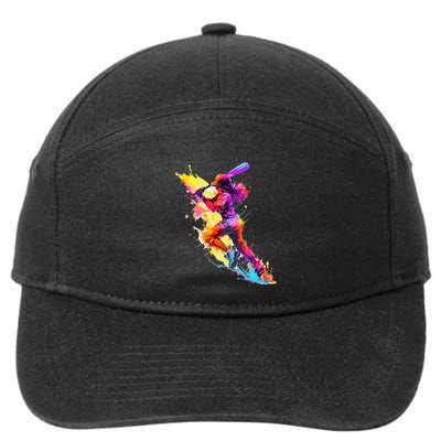 Softball girl paint splash Baseball woman 7-Panel Snapback Hat