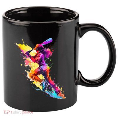 Softball girl paint splash Baseball woman 11oz C Handle Ceramic Mug
