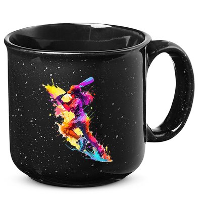 Softball girl paint splash Baseball woman 15oz Campfire Ceramic Mug