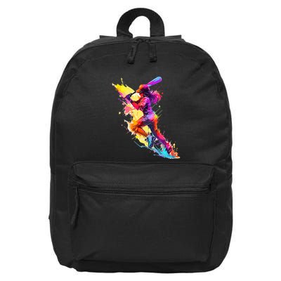 Softball girl paint splash Baseball woman 16 in Basic Backpack