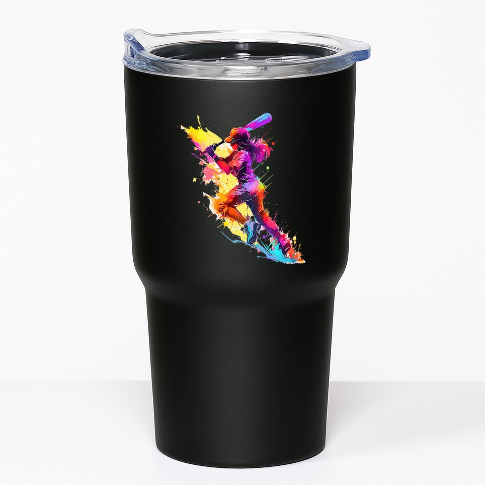Softball girl paint splash Baseball woman Tumbler