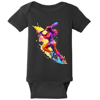 Softball girl paint splash Baseball woman Baby Bodysuit