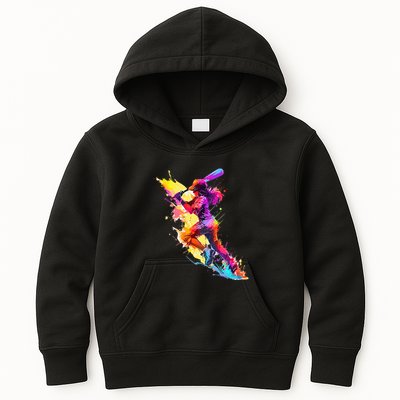 Softball girl paint splash Baseball woman Kids Hoodie