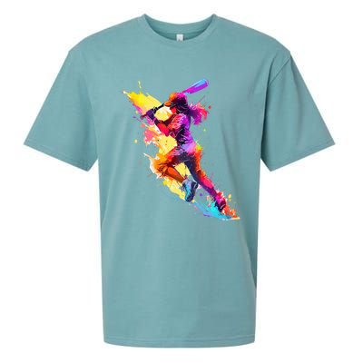 Softball girl paint splash Baseball woman Sueded Cloud Jersey T-Shirt