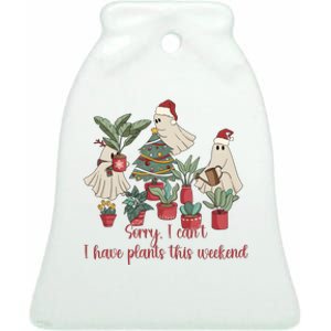 Santa Ghost Plant Christmas Plant Lady Ceramic Bell Ornament