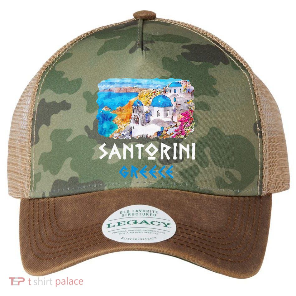 Santorini Greece Painting Souvenir Legacy Tie Dye Trucker Hat