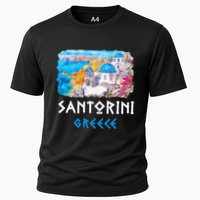 Santorini Greece Painting Souvenir Cooling Performance Crew T-Shirt