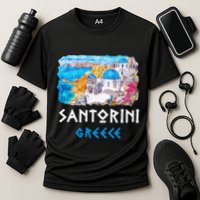 Santorini Greece Painting Souvenir Cooling Performance Crew T-Shirt