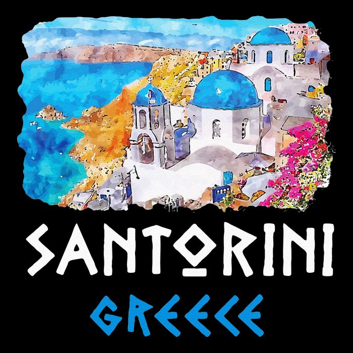 Santorini Greece Painting Souvenir Cooling Performance Crew T-Shirt