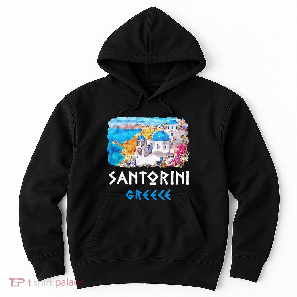 Santorini Greece Painting Souvenir Hoodie