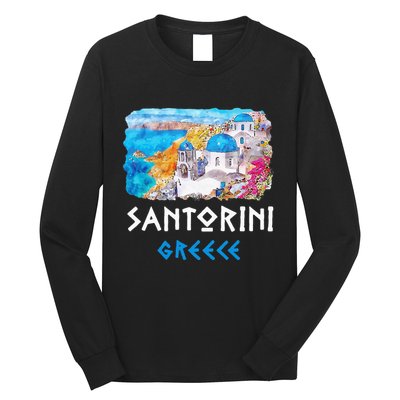 Santorini Greece Painting Souvenir Long Sleeve Shirt