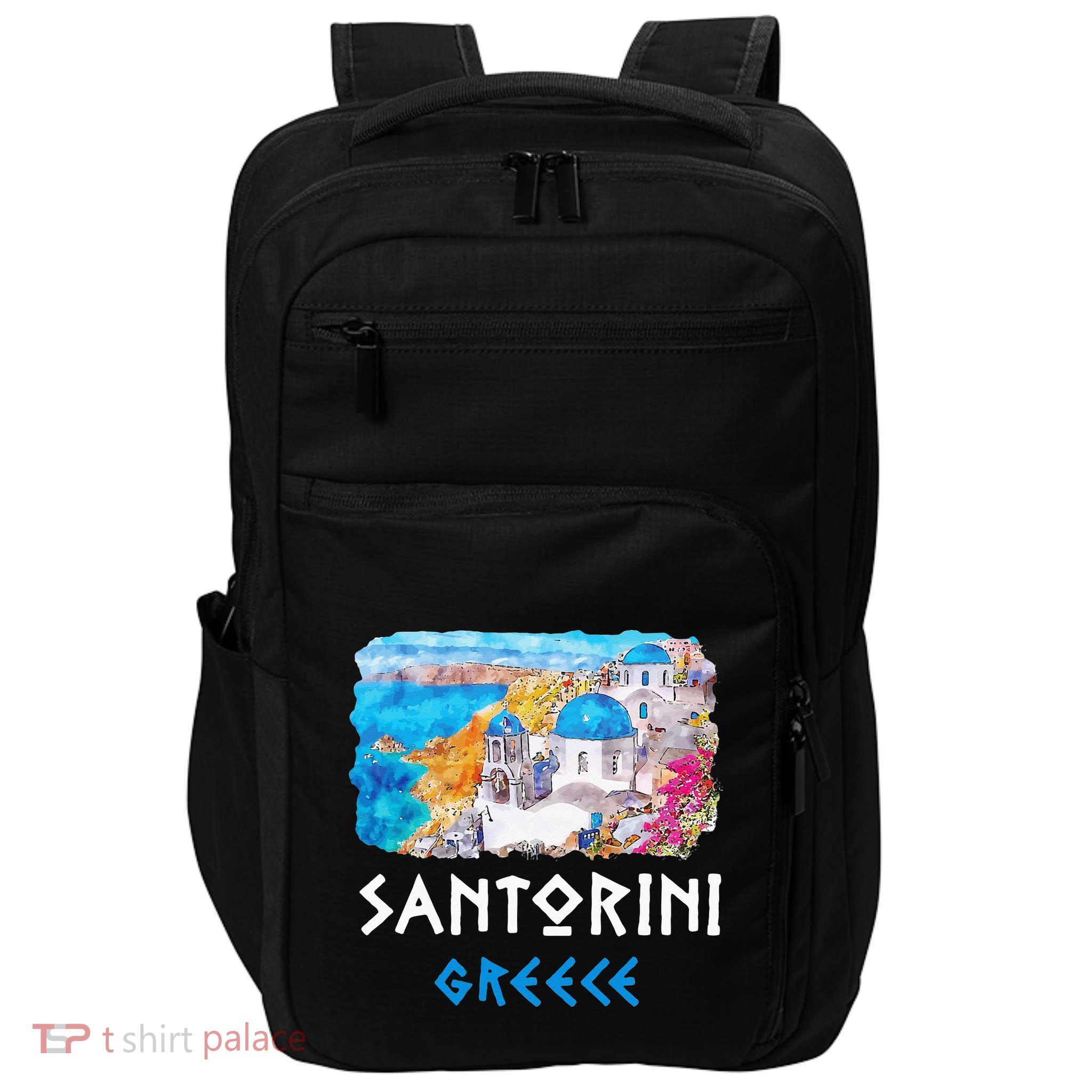 Santorini Greece Painting Souvenir Impact Tech Backpack