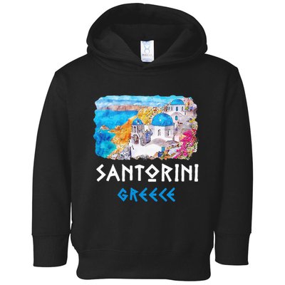 Santorini Greece Painting Souvenir Toddler Hoodie