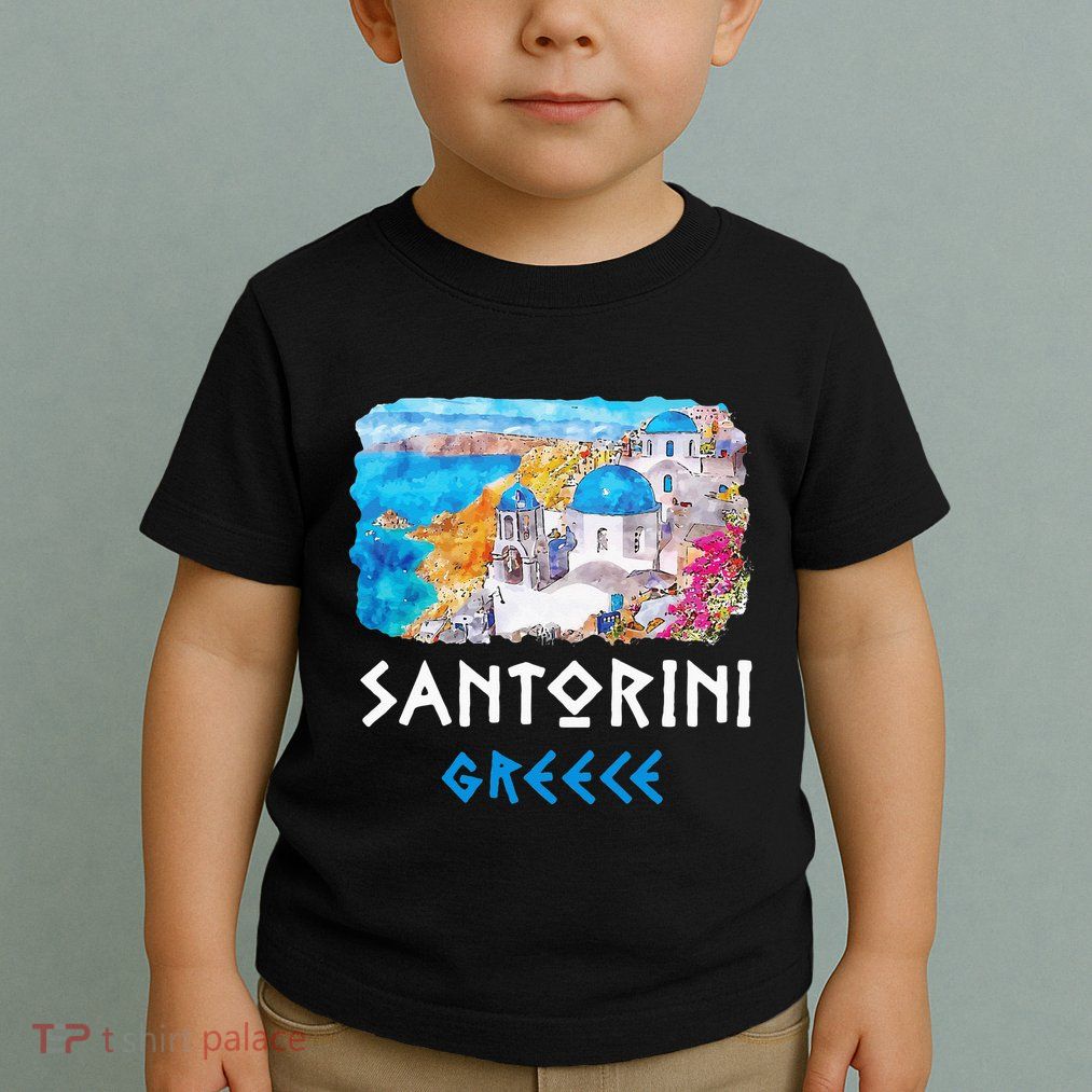 Santorini Greece Painting Souvenir Toddler T-Shirt