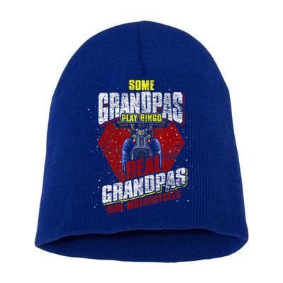 Some Grandpas Play Bingo Cool Grandpa Drive Motorcycle Funny Gift Short Acrylic Beanie