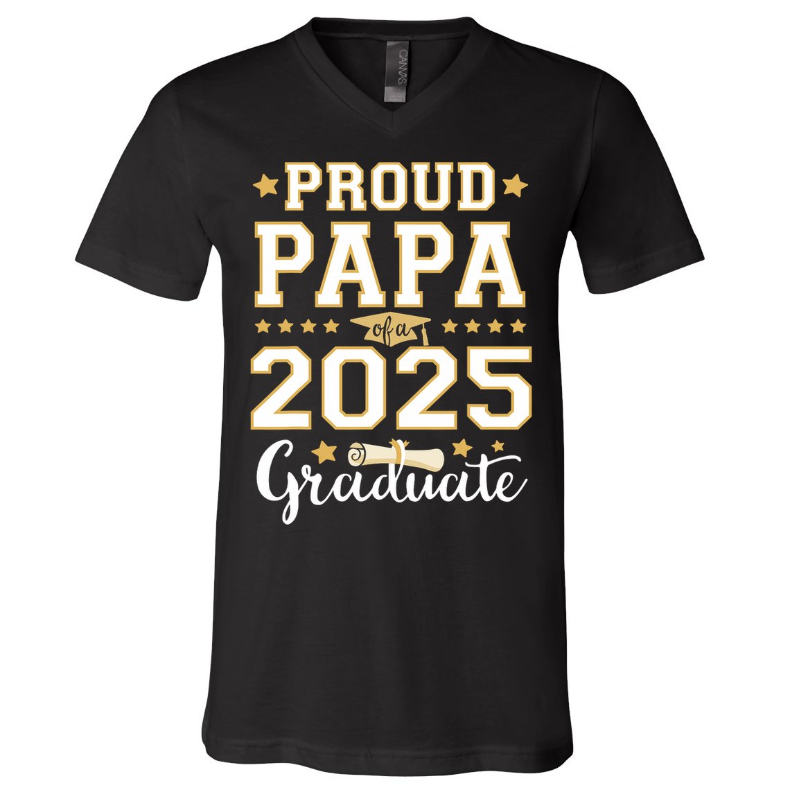 Senior Graduation Proud Papa 2025 Graduate Class Matching  V-Neck T-Shirt